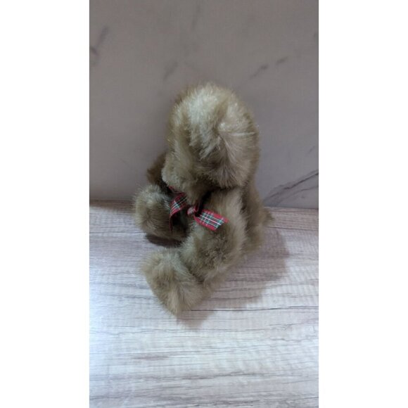 Vintage Jerry Elsner  Plush Teddy Bear With Plaid Bow 12" Stuffed animal toy - Picture 3 of 10